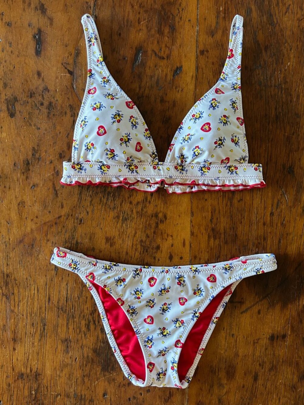 Betsey Johnson Floral & Hearts Bikini Set